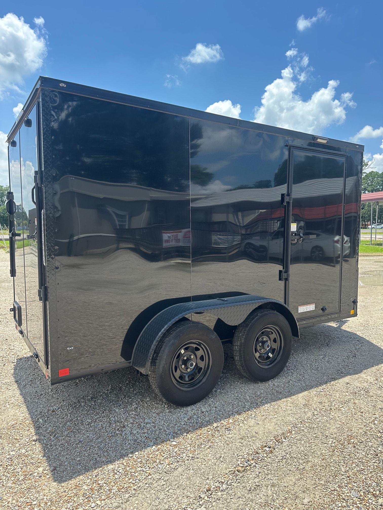 Diamond tandem axle blackout cargo trailer rear view