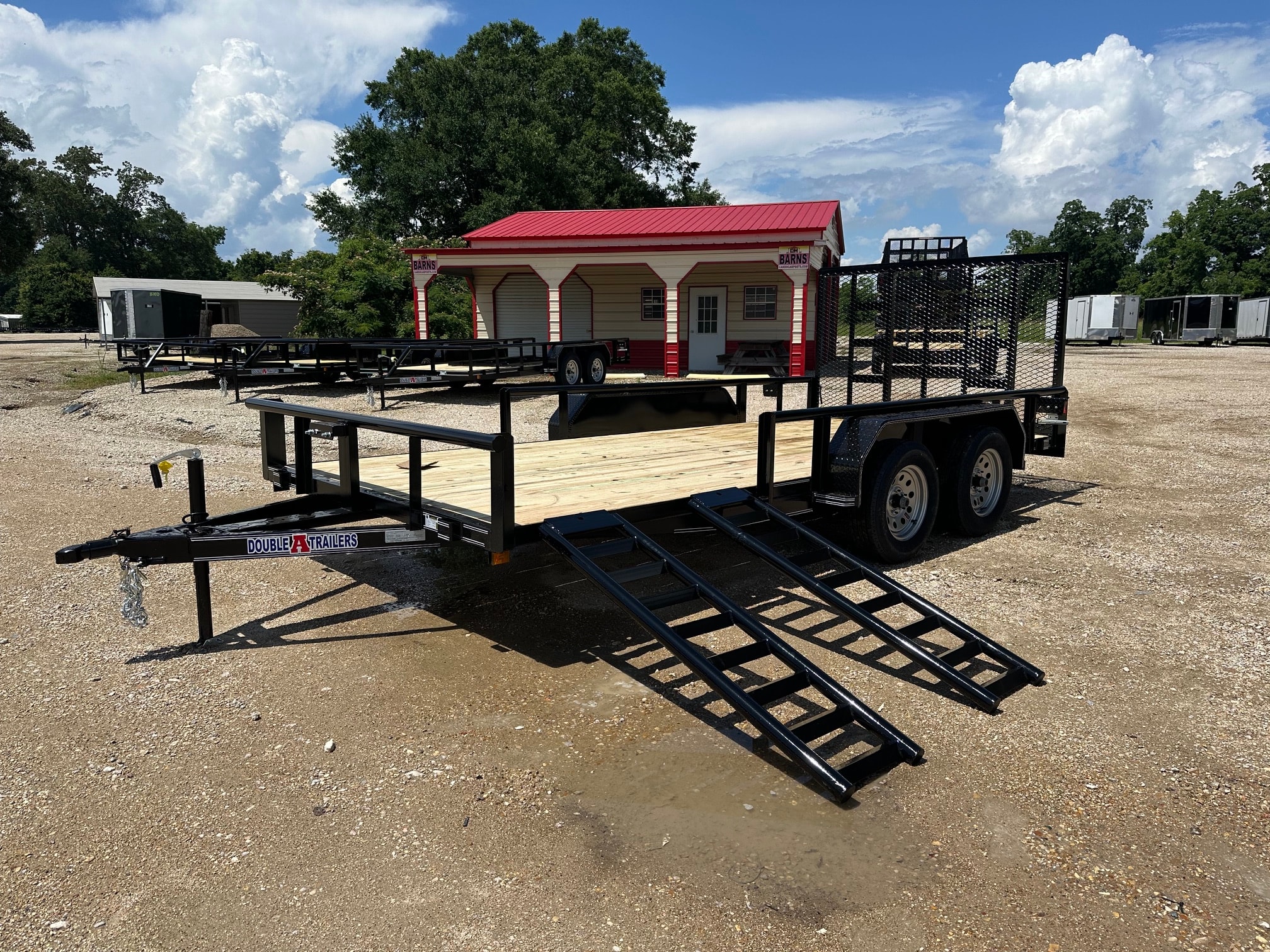 Double A ramps as rails side entry utility trailer
