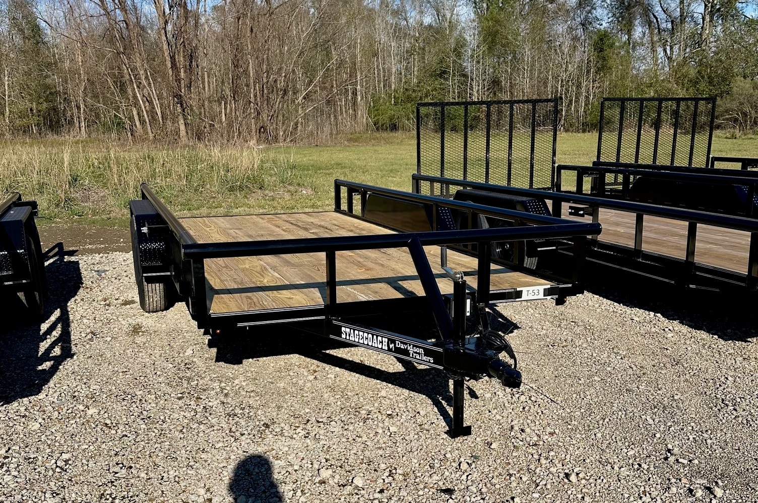 Davidson Stagecoach tandem axle slide ramp utility trailer