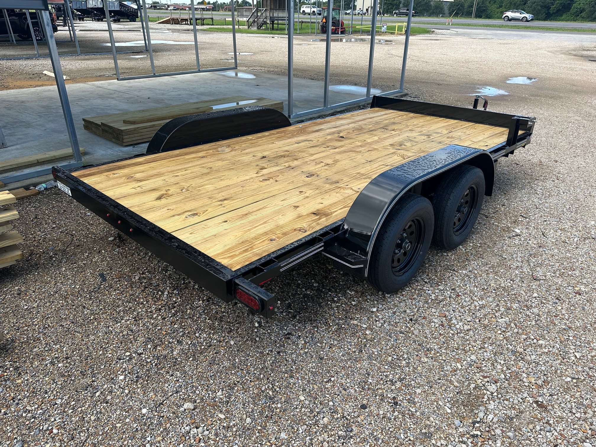 Custom wood car hauler Davidson Stagecoach trailer